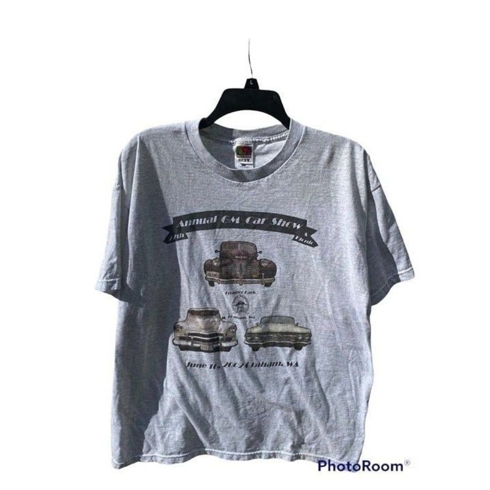 Mens XL Shirt Vintage 2002 Annual GM Car Show Classic Cars Print Grey XL T-Shirt
